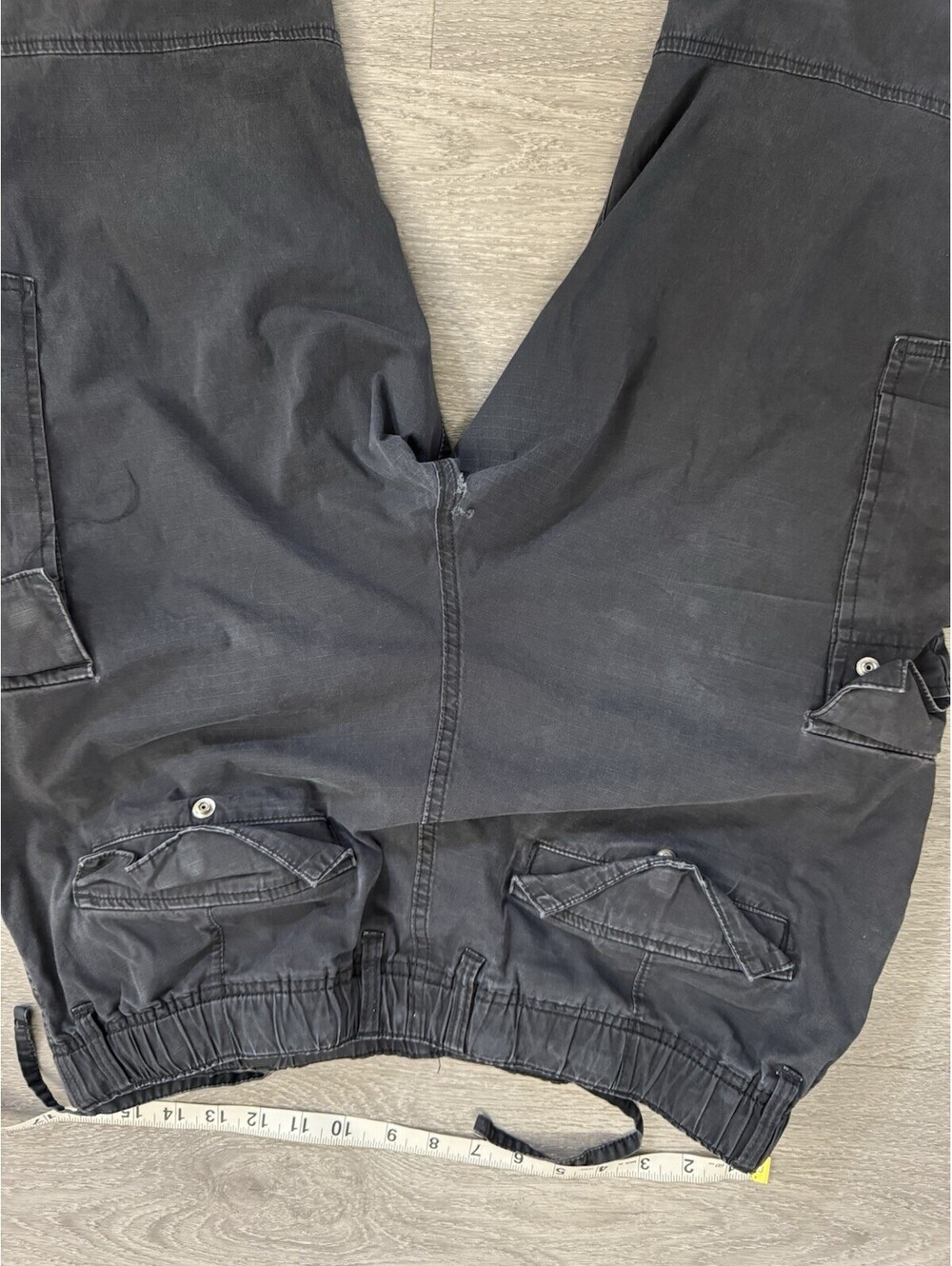 H&M Black Cargo Pants Large Elastic Waist Drawstring - Picture 4 of 6
